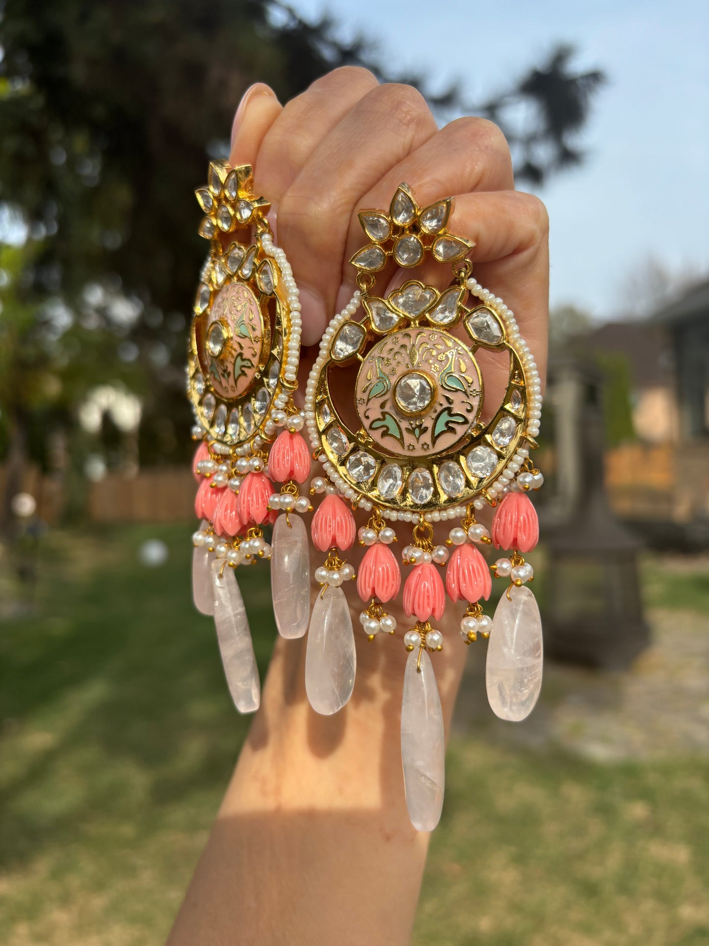 Kundan Meenakari Jaipur earrings
