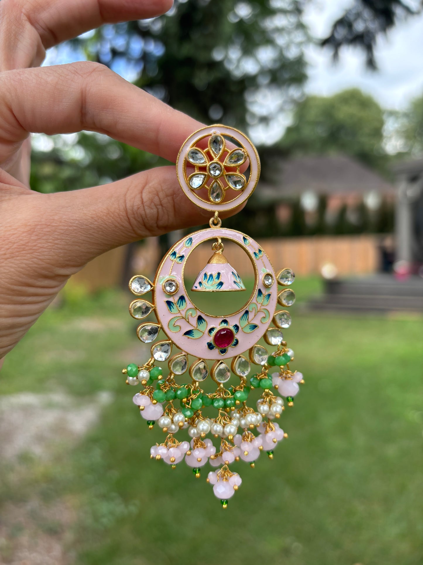 Kundan Meena Earrings