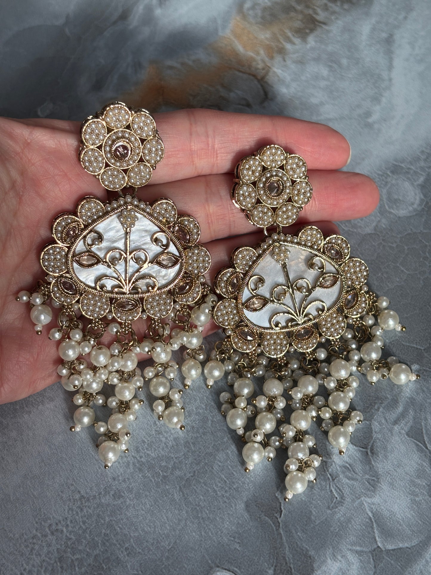 Pakistani Jadau Pearl Earrings