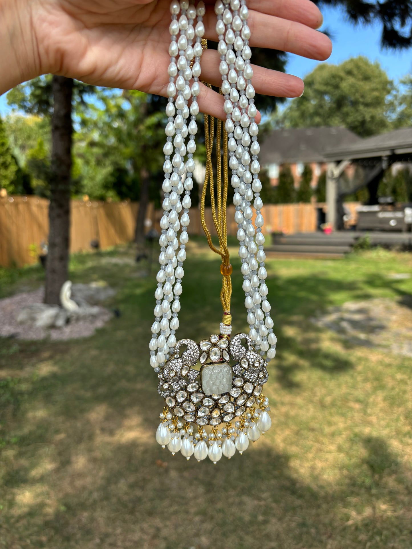 Kundan & Pearl Long Necklace Set | Begum’s Gems