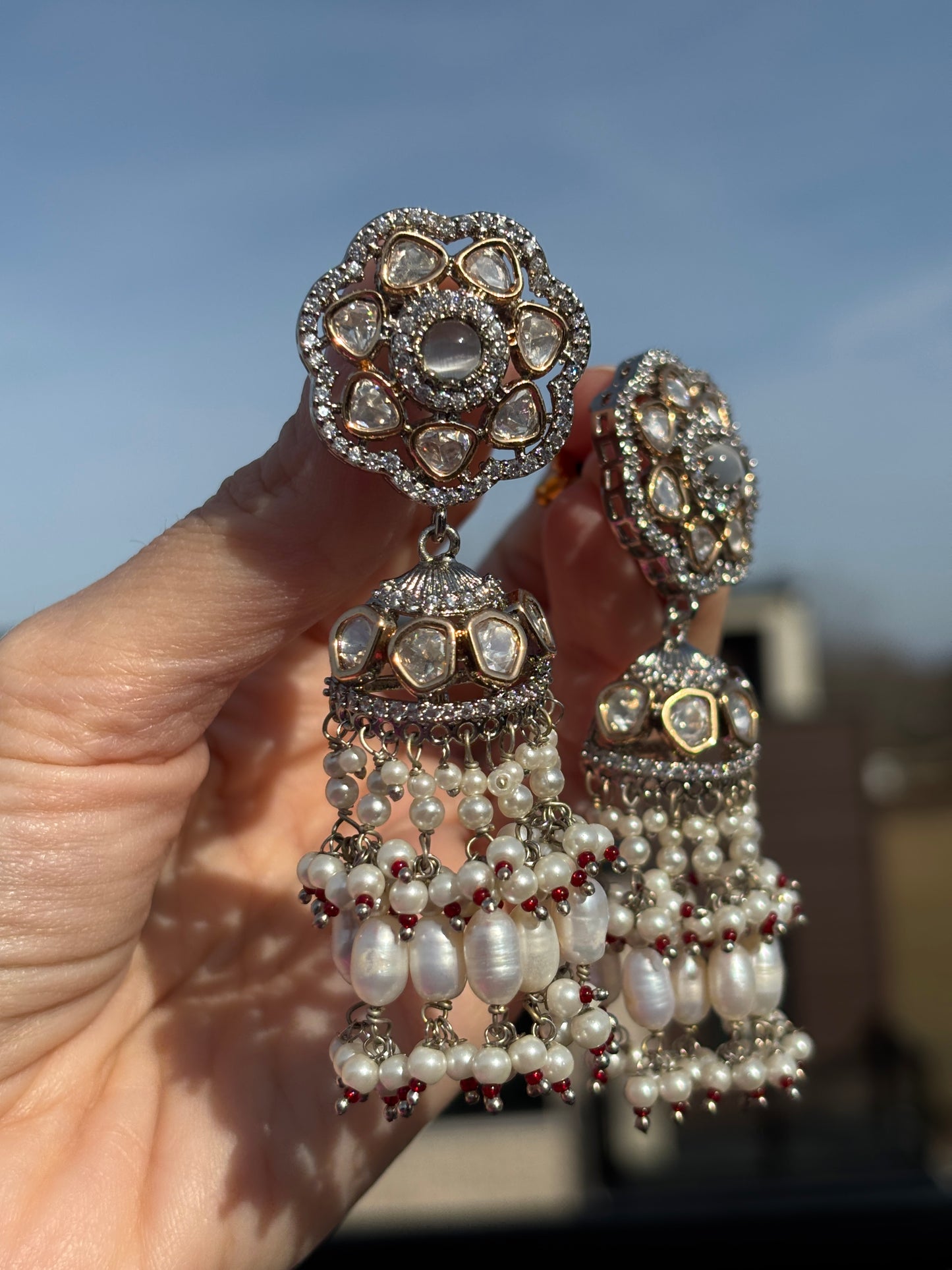 Moissanite Polki Jhumki