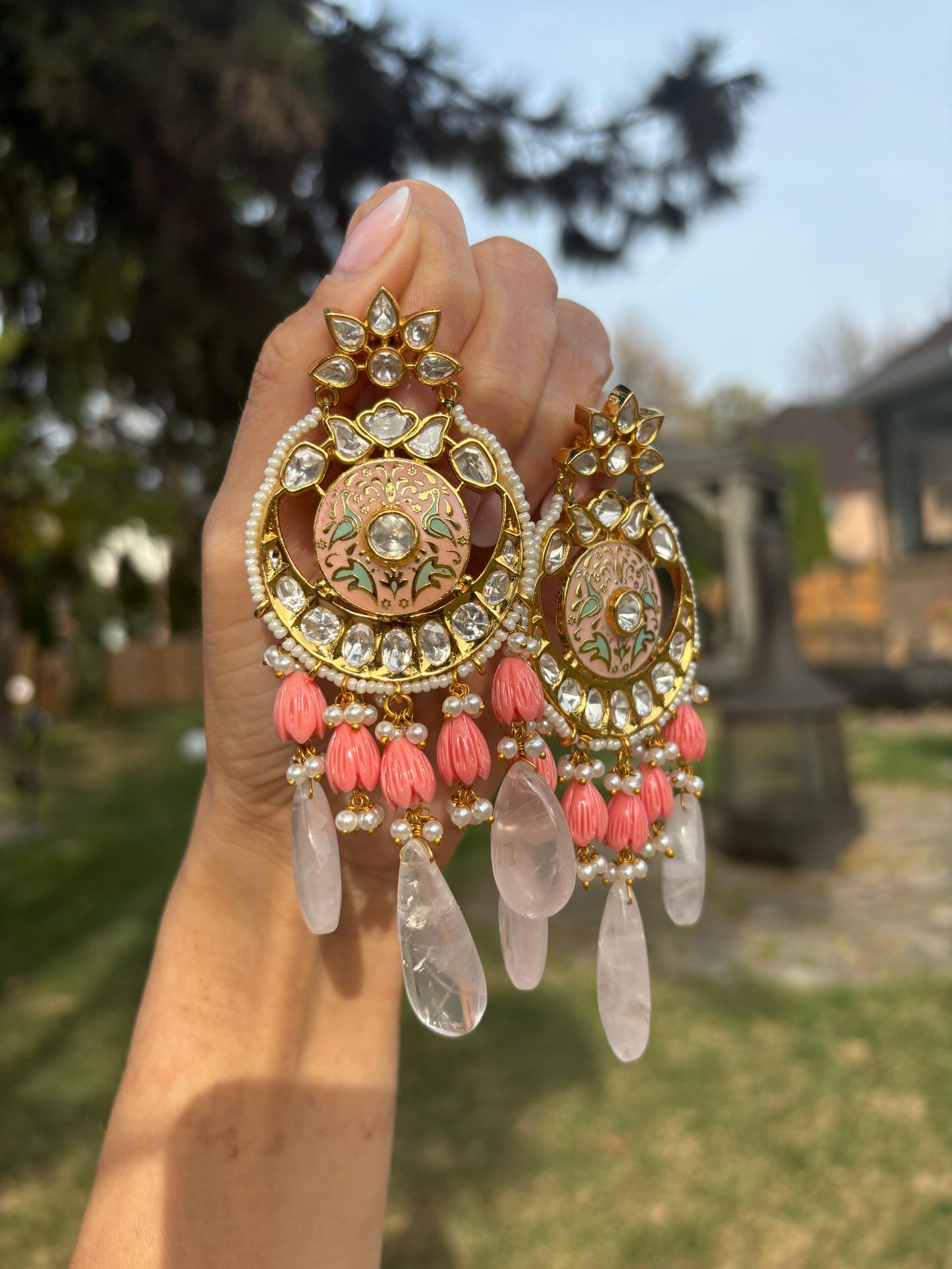Kundan Meenakari Jaipur earrings
