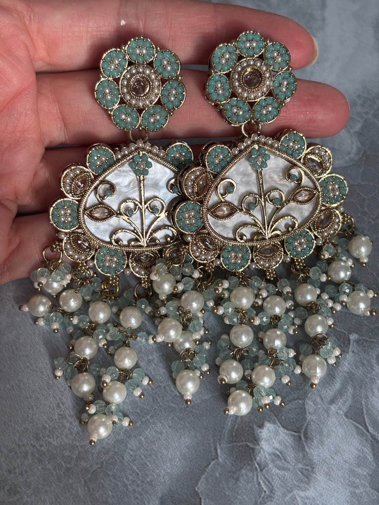Pakistani Jadau Pearl Earrings