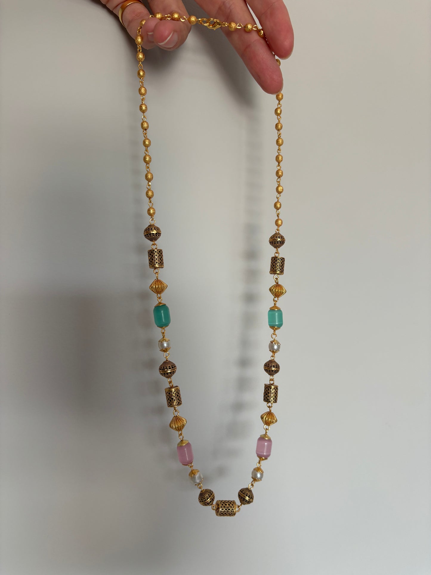 Long Stone Beaded Chain / Necklace