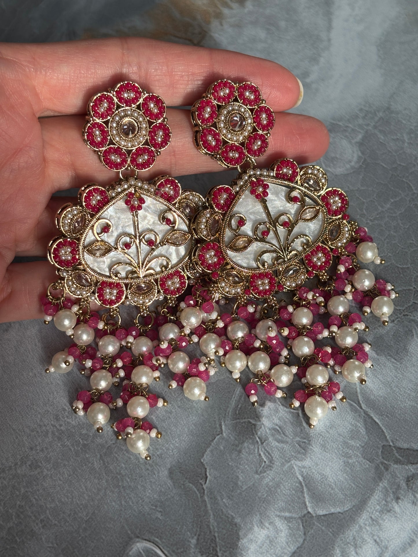 Pakistani Jadau Pearl Earrings