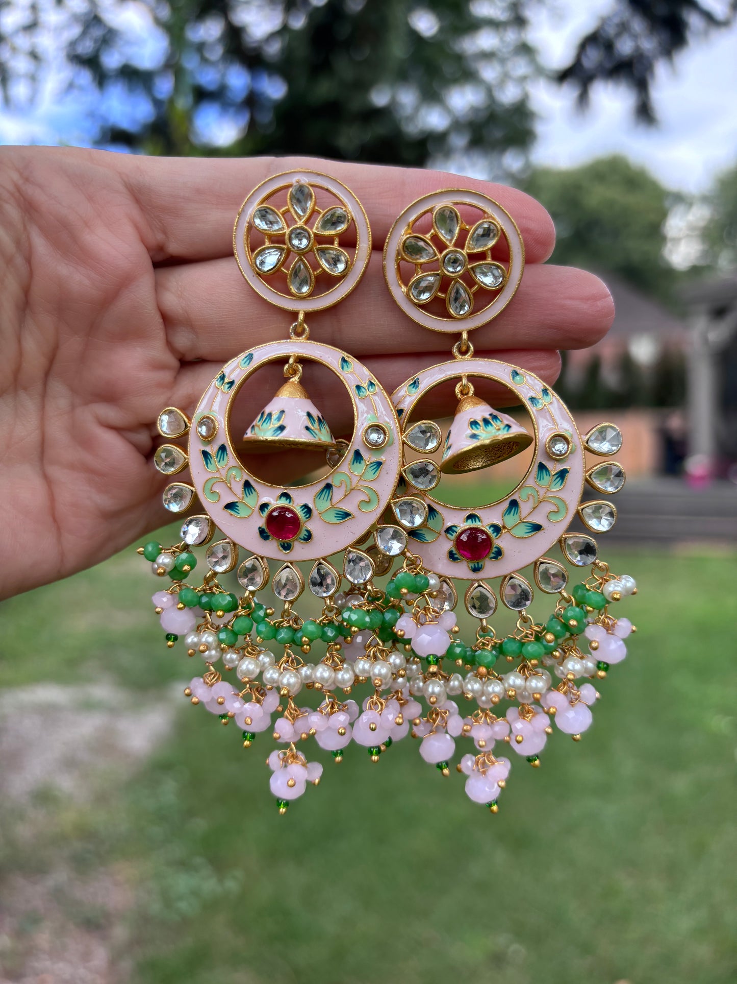 Kundan Meena Earrings