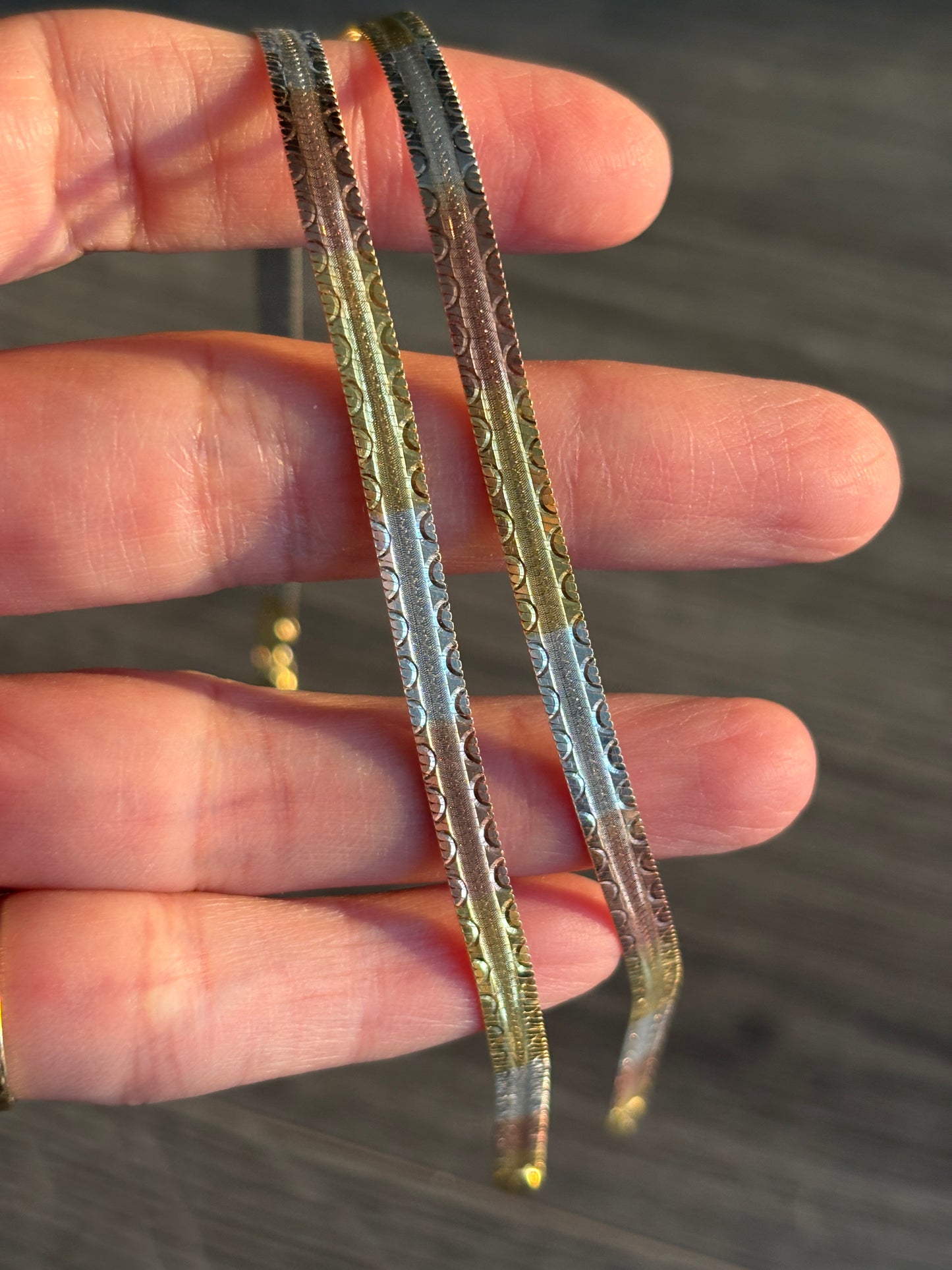 Sterling Silver Anklets Tri Tone