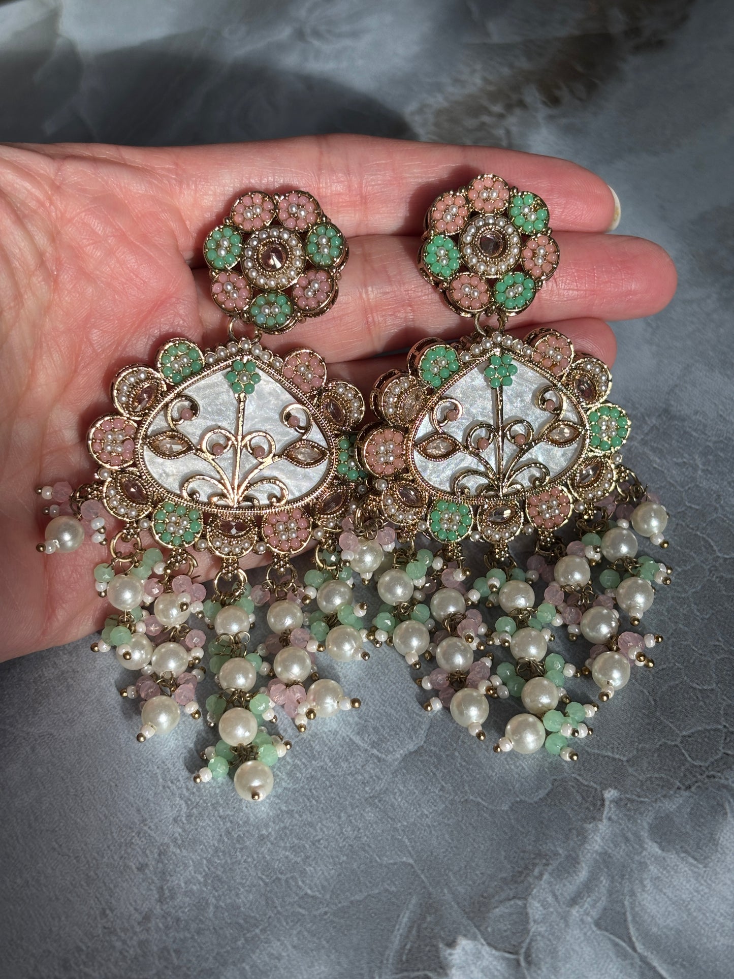 Pakistani Jadau Pearl Earrings