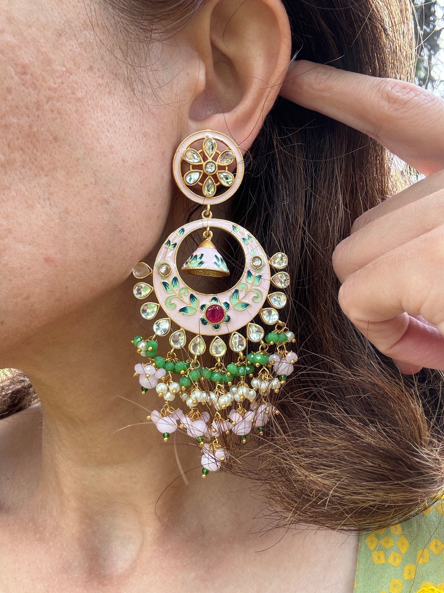Kundan Meena Earrings