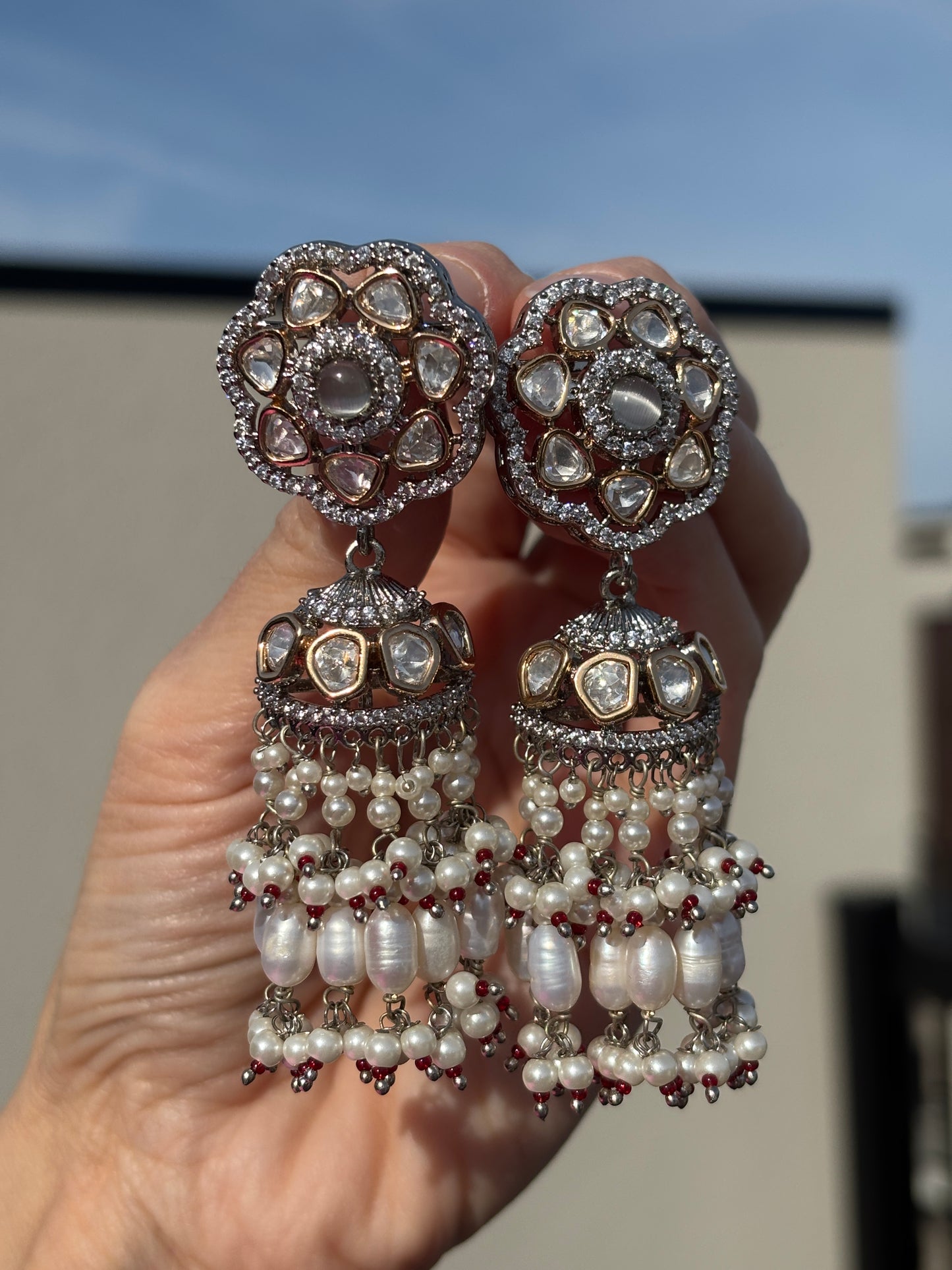 Moissanite Polki Jhumki