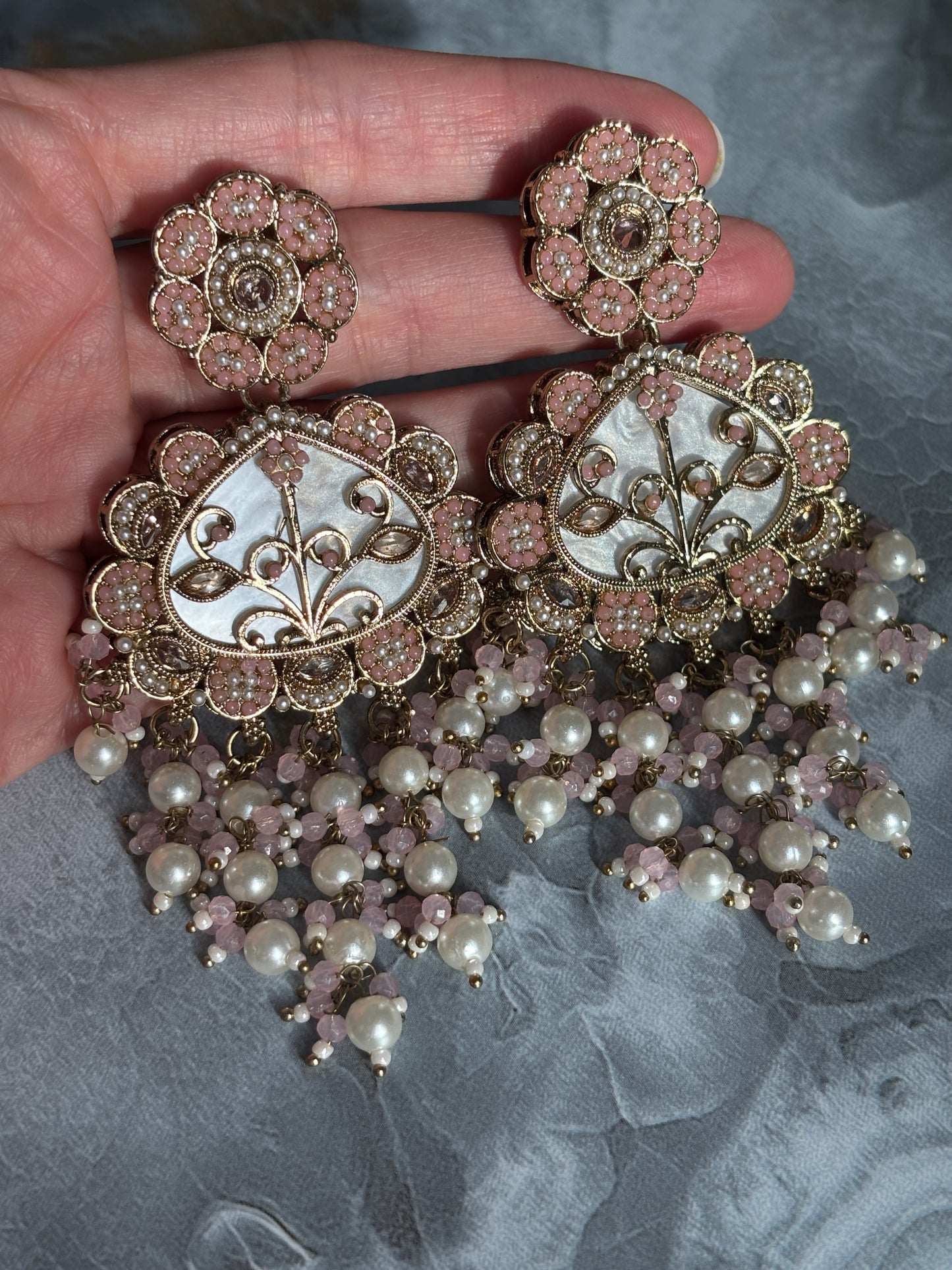 Pakistani Jadau Pearl Earrings