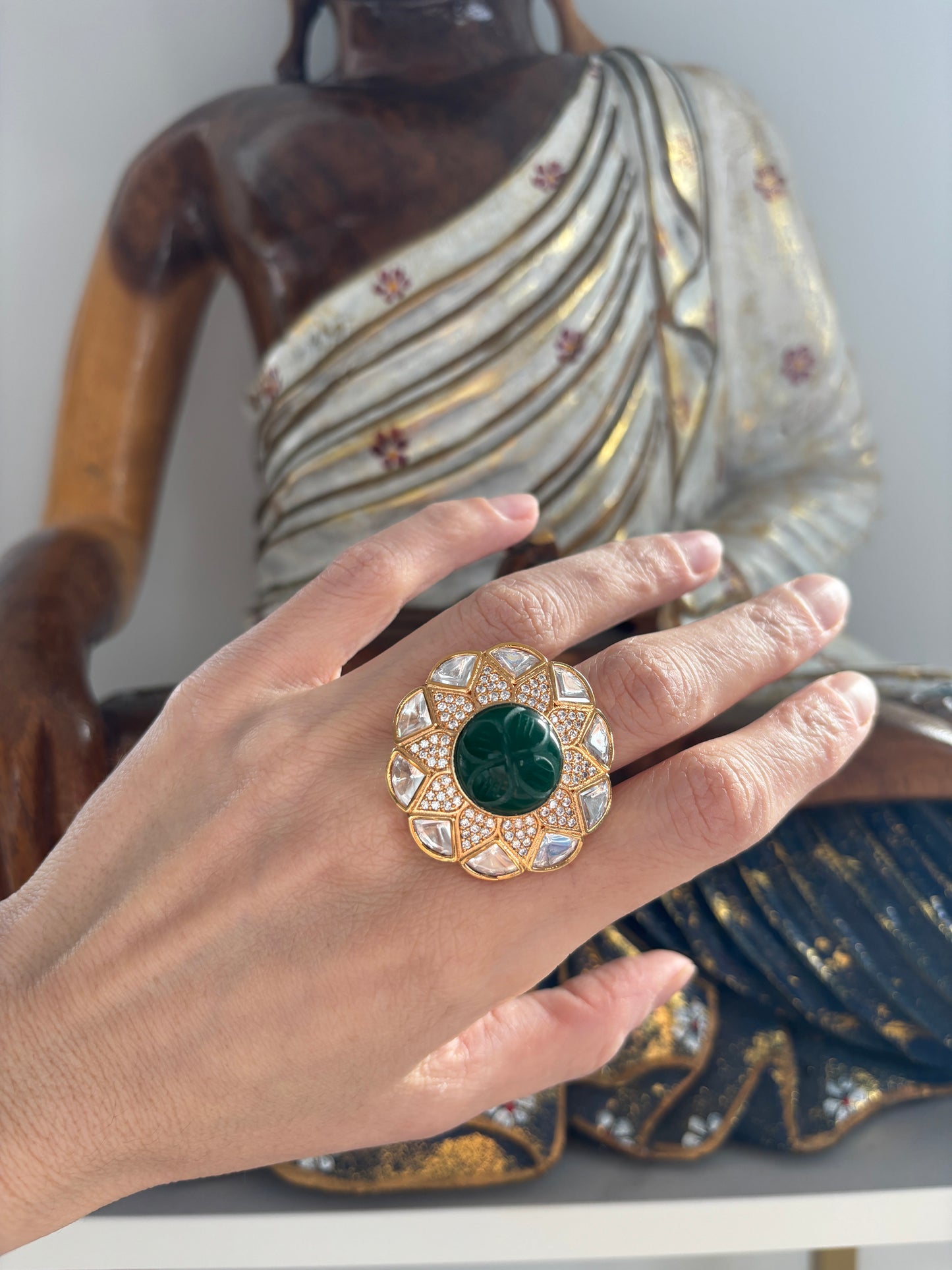 Moissanite Polki Ring