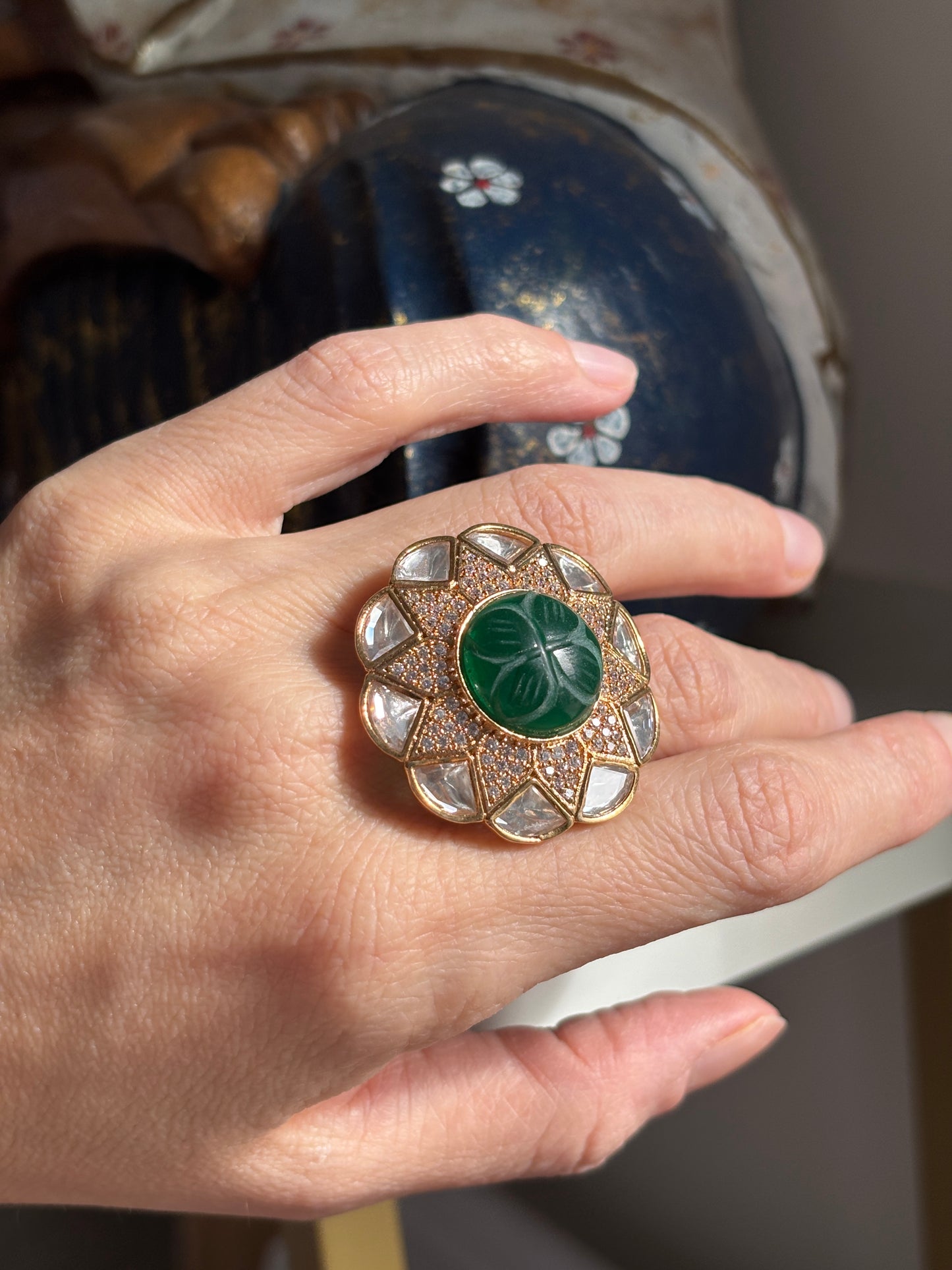 Moissanite Polki Ring
