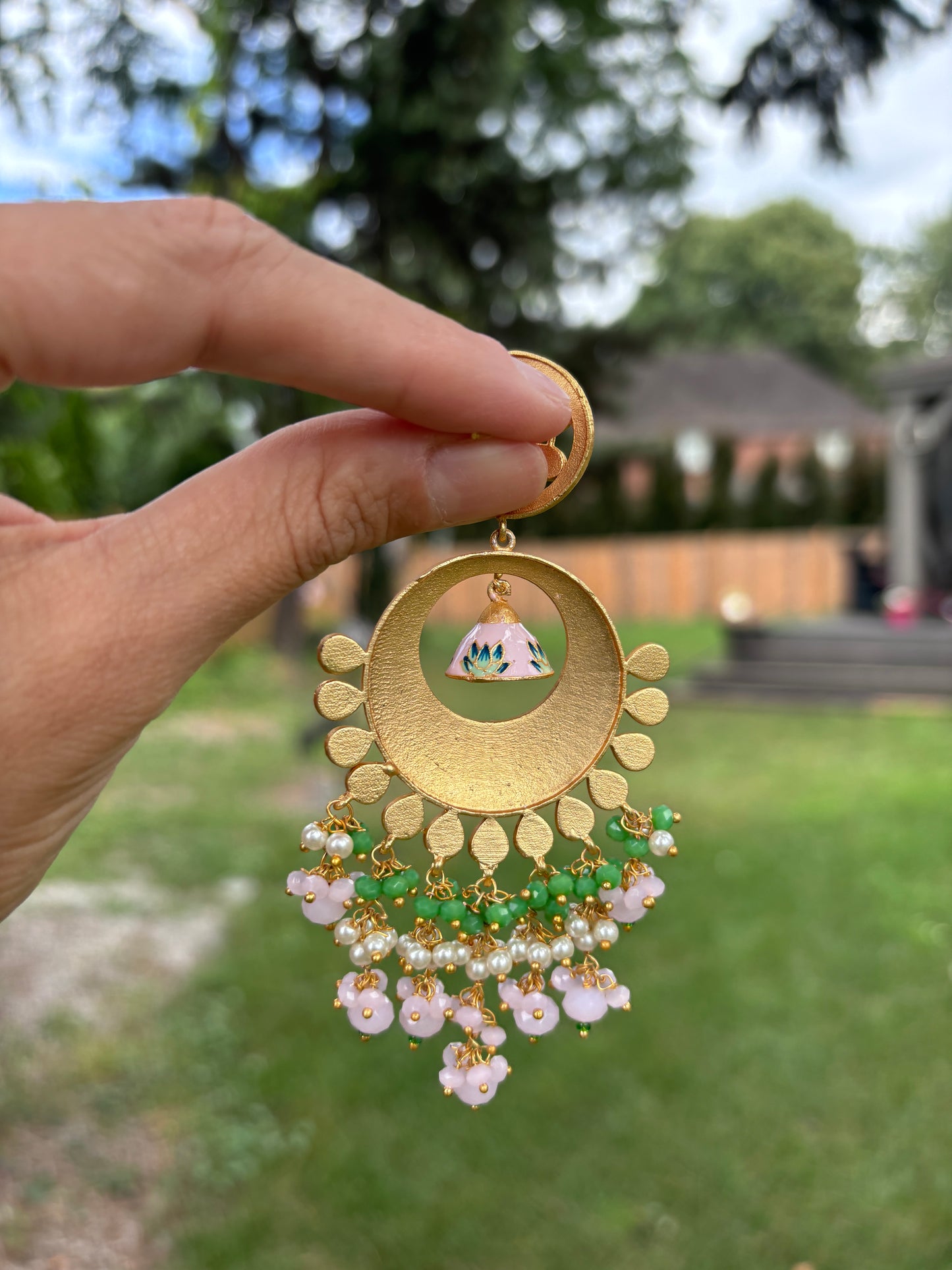 Kundan Meena Earrings