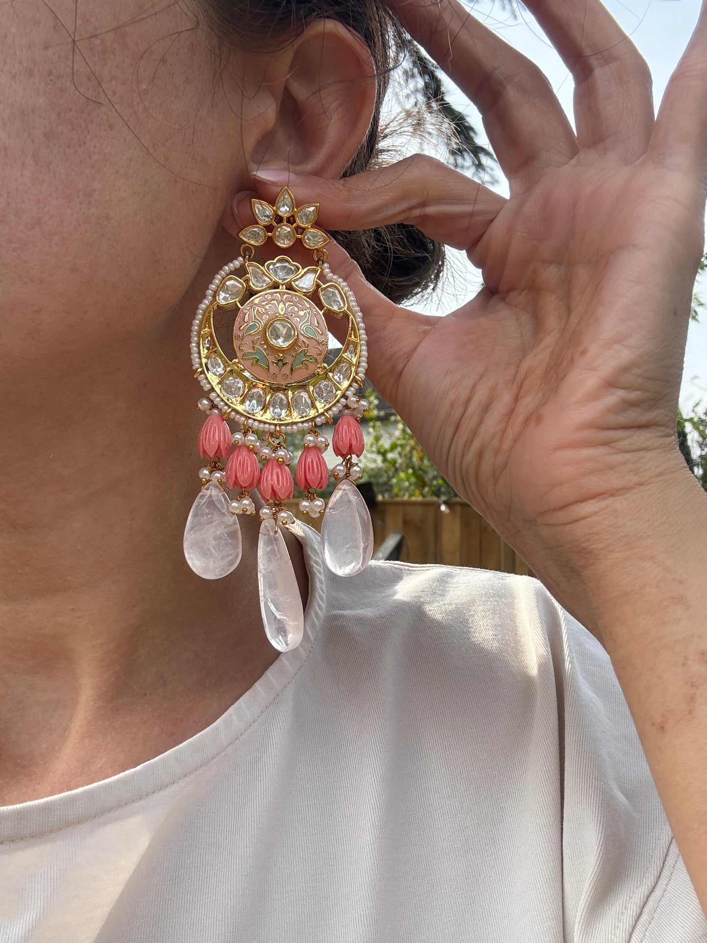 Kundan Meenakari Jaipur earrings