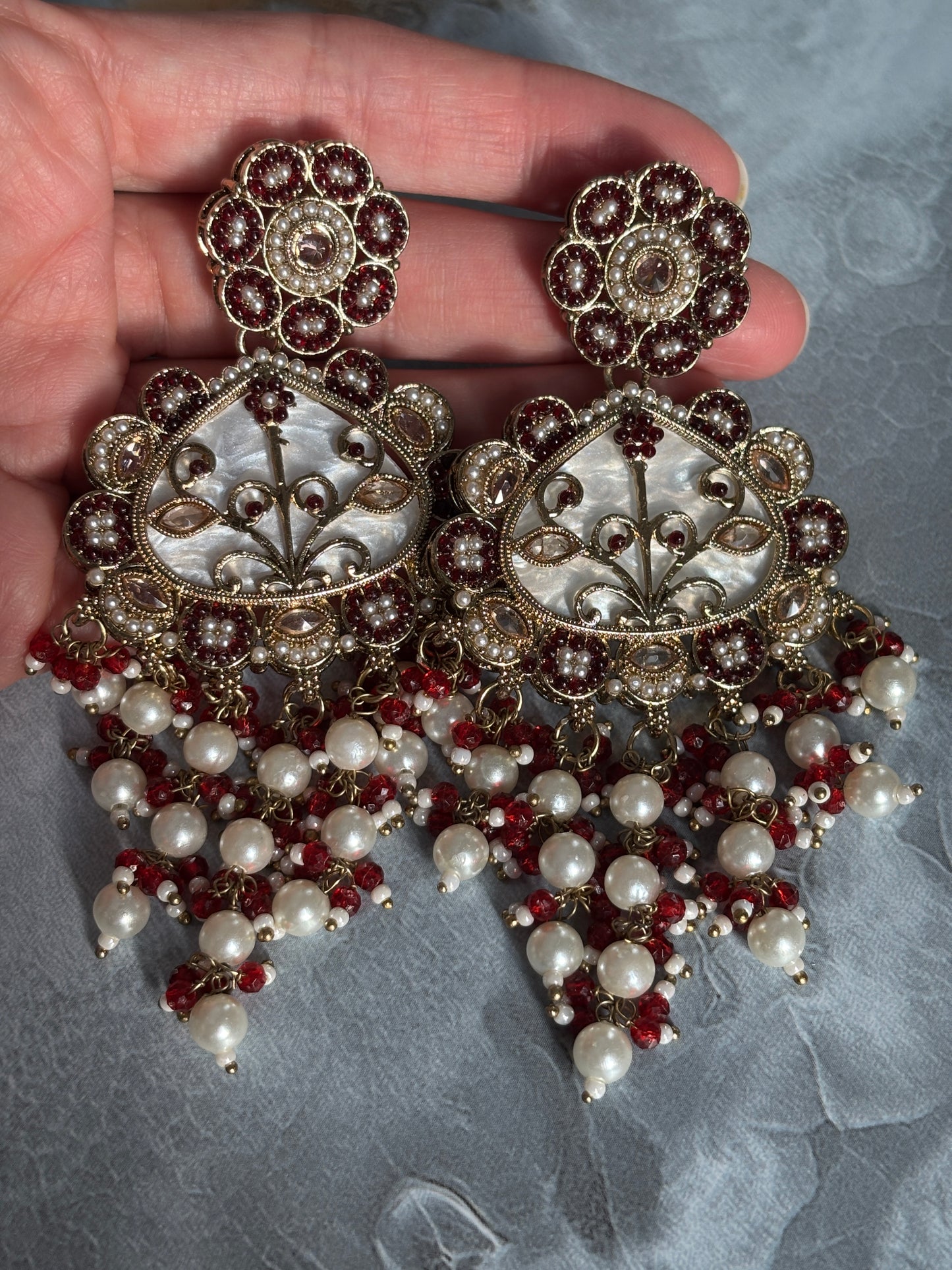 Pakistani Jadau Pearl Earrings