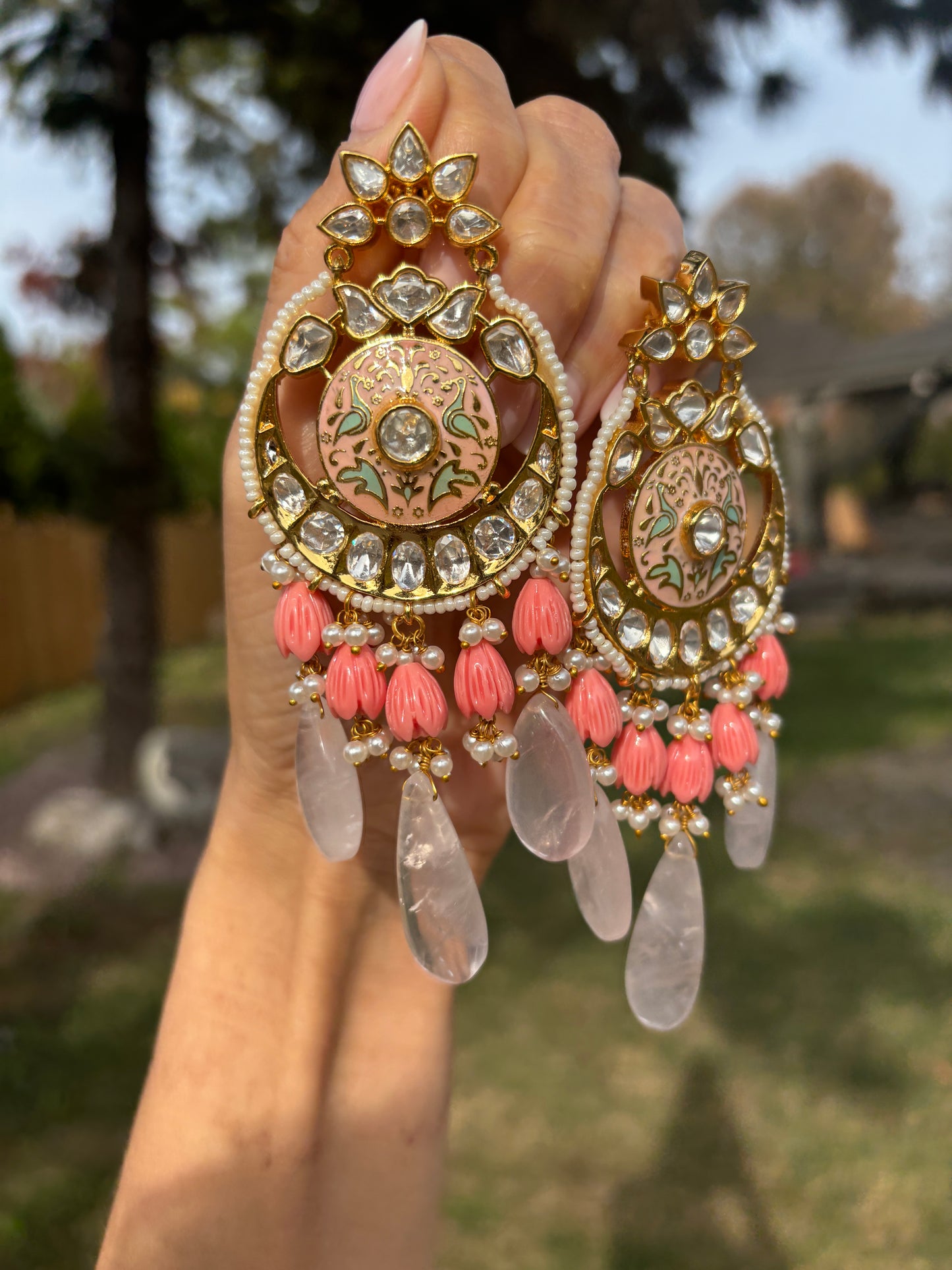 Kundan Meenakari Jaipur earrings