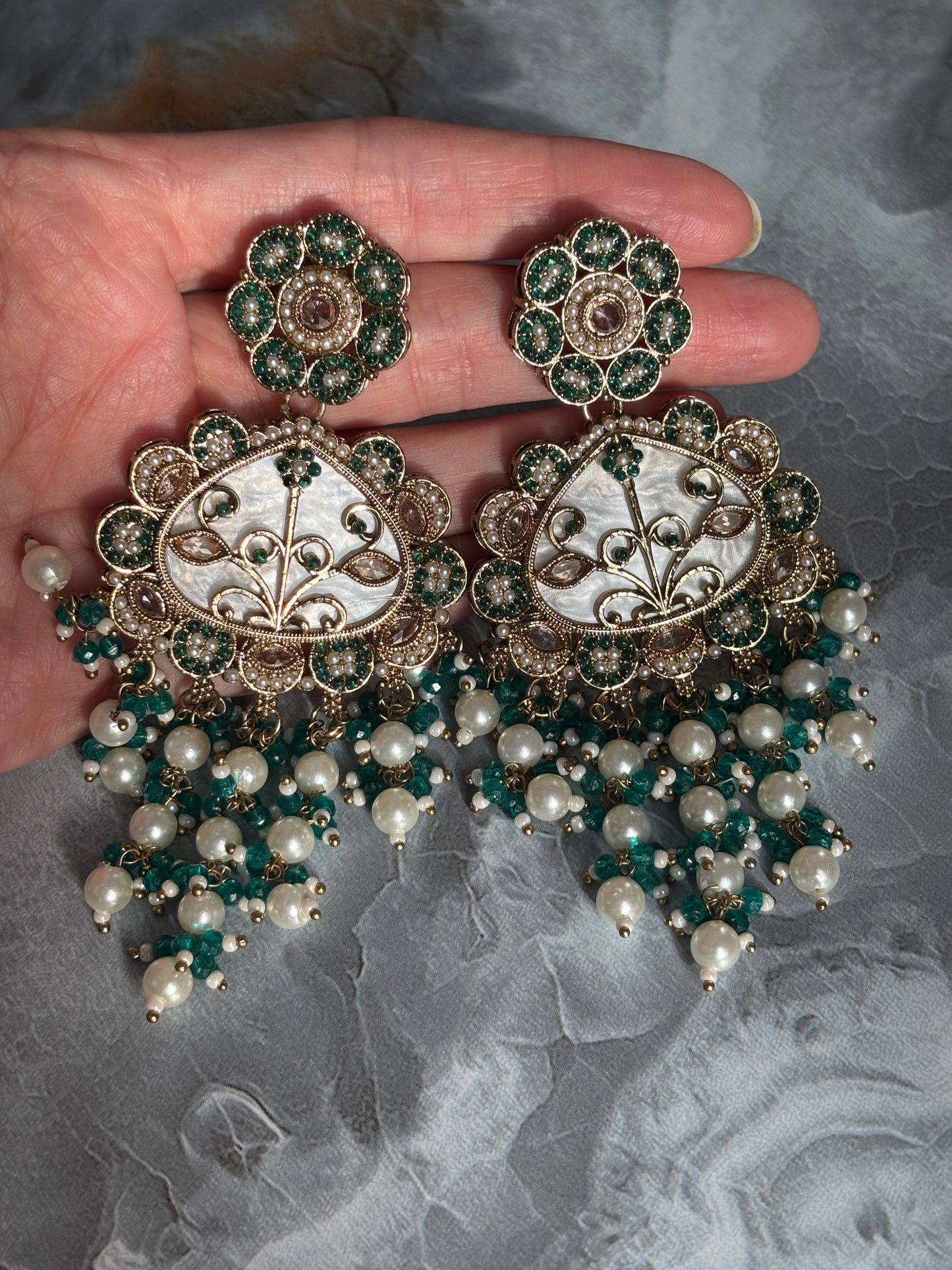 Pakistani Jadau Pearl Earrings