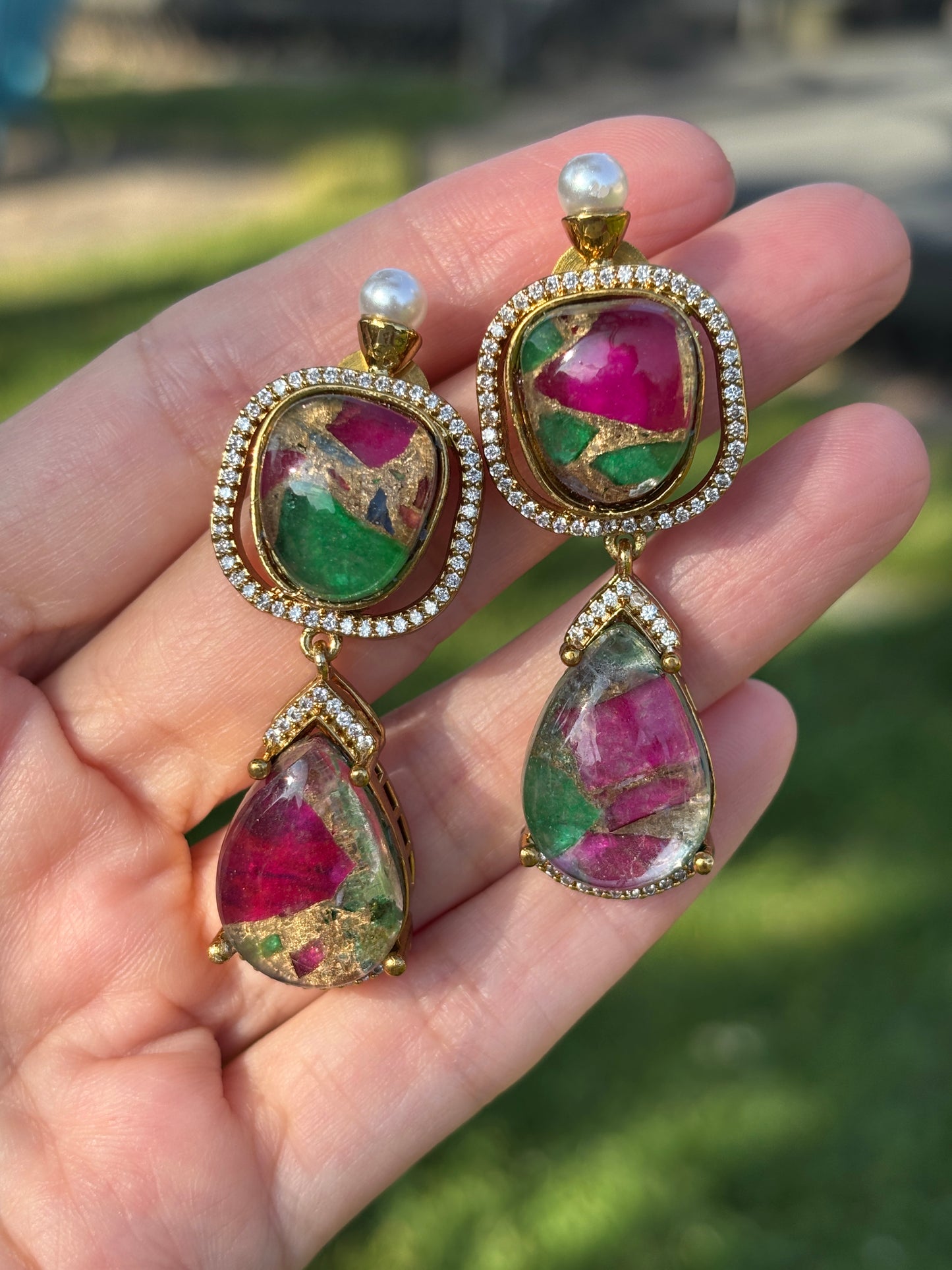 Doublet Stone Earrings