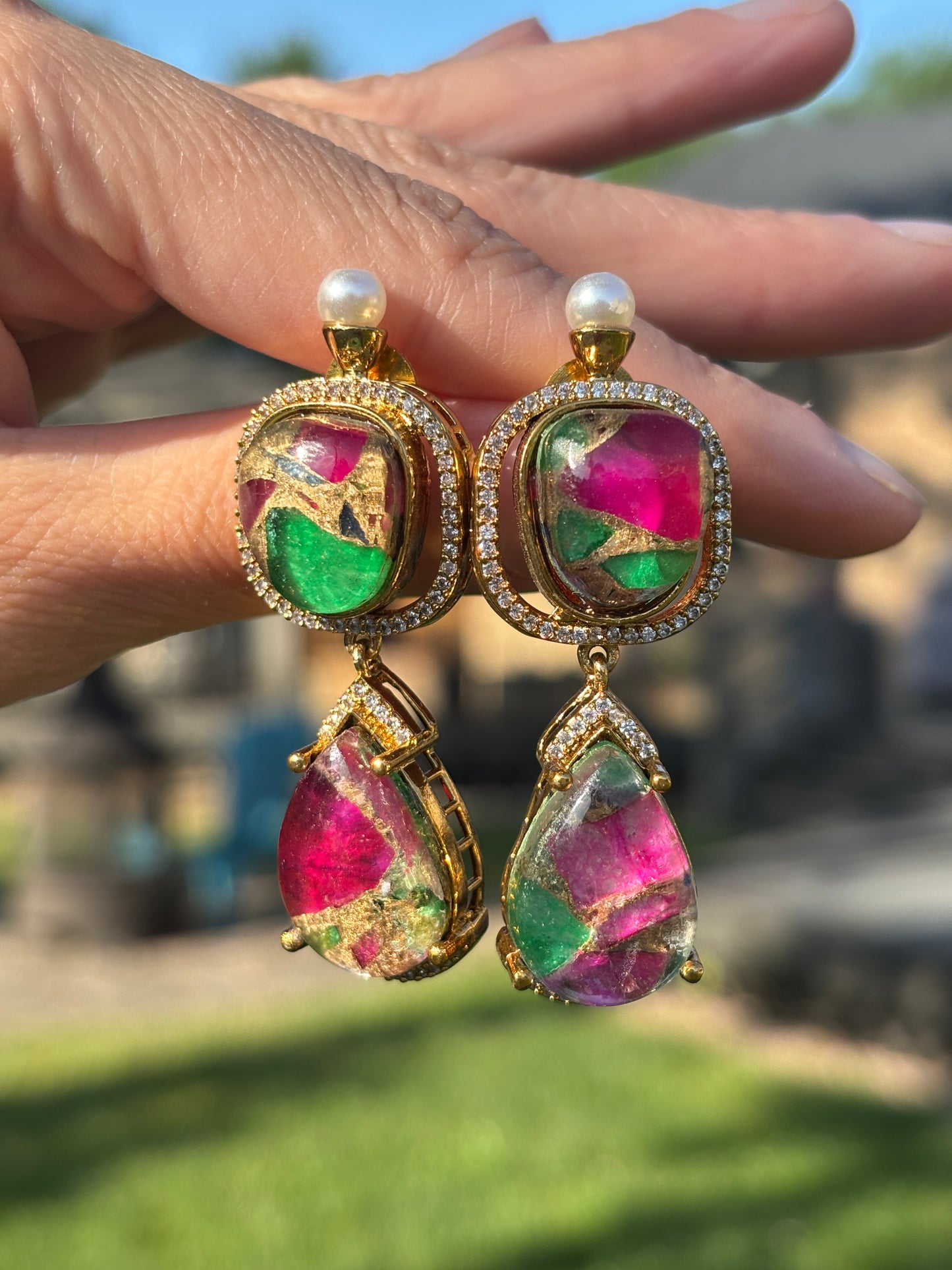 Doublet Stone Earrings