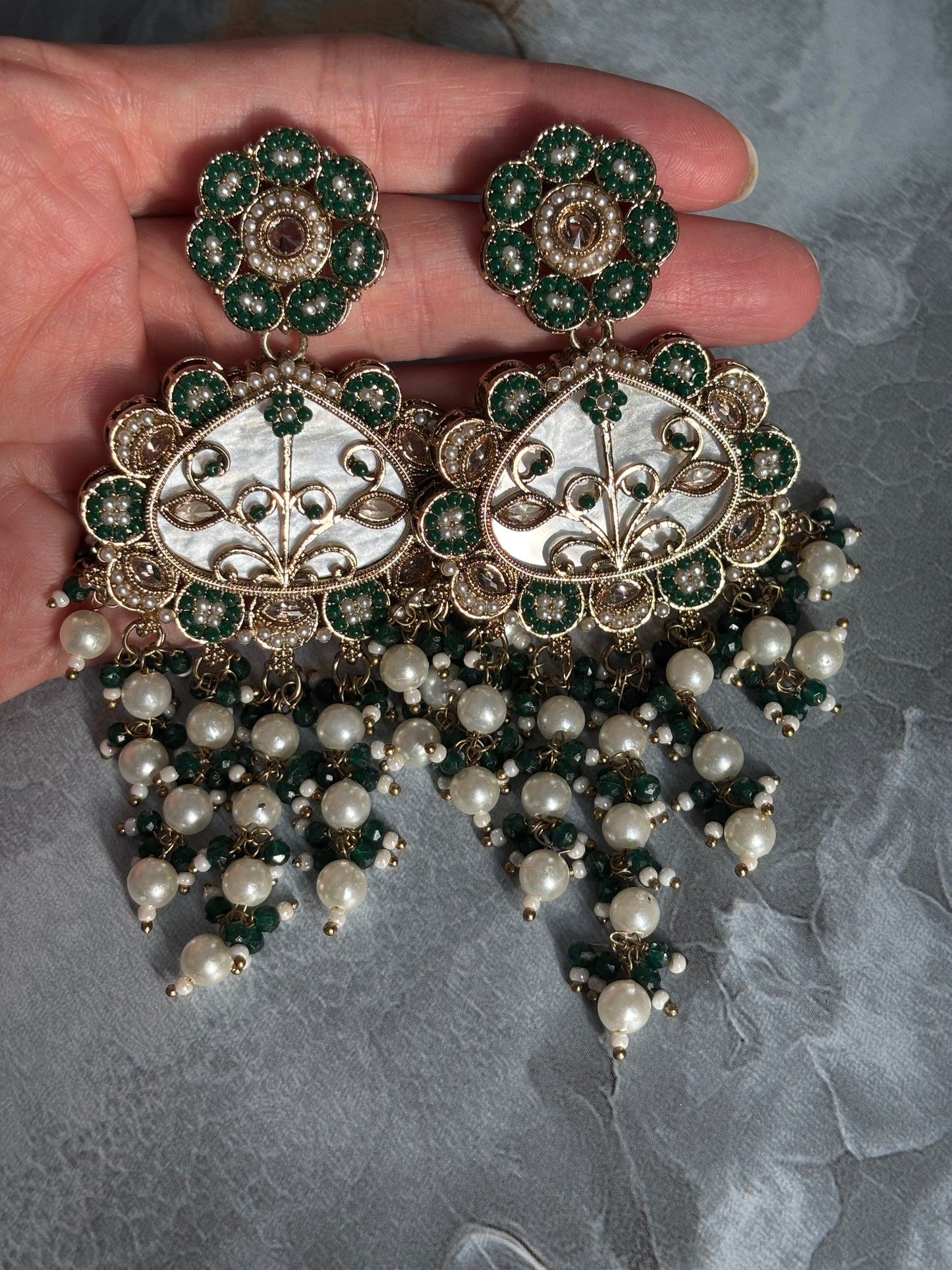 Pakistani Jadau Pearl Earrings