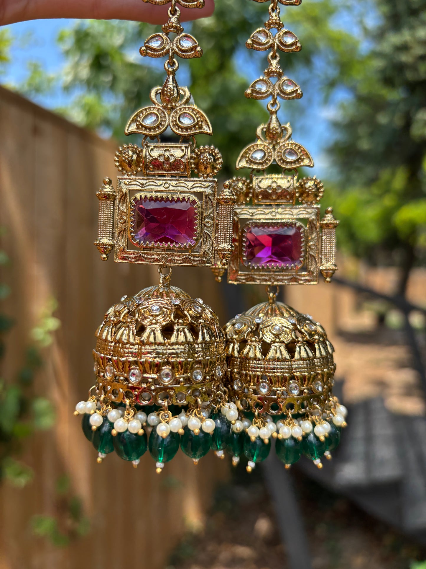 Stone Jhumki Earrings