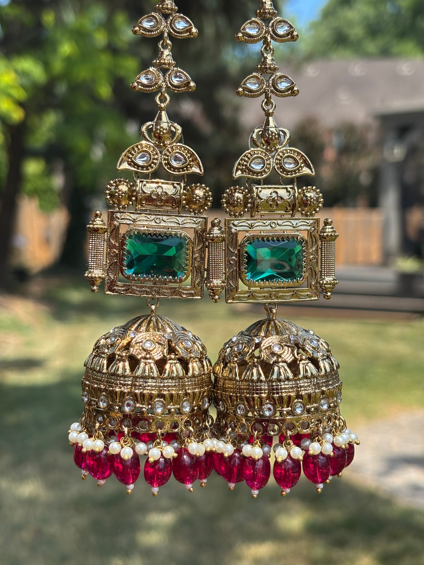 Stone Jhumki Earrings