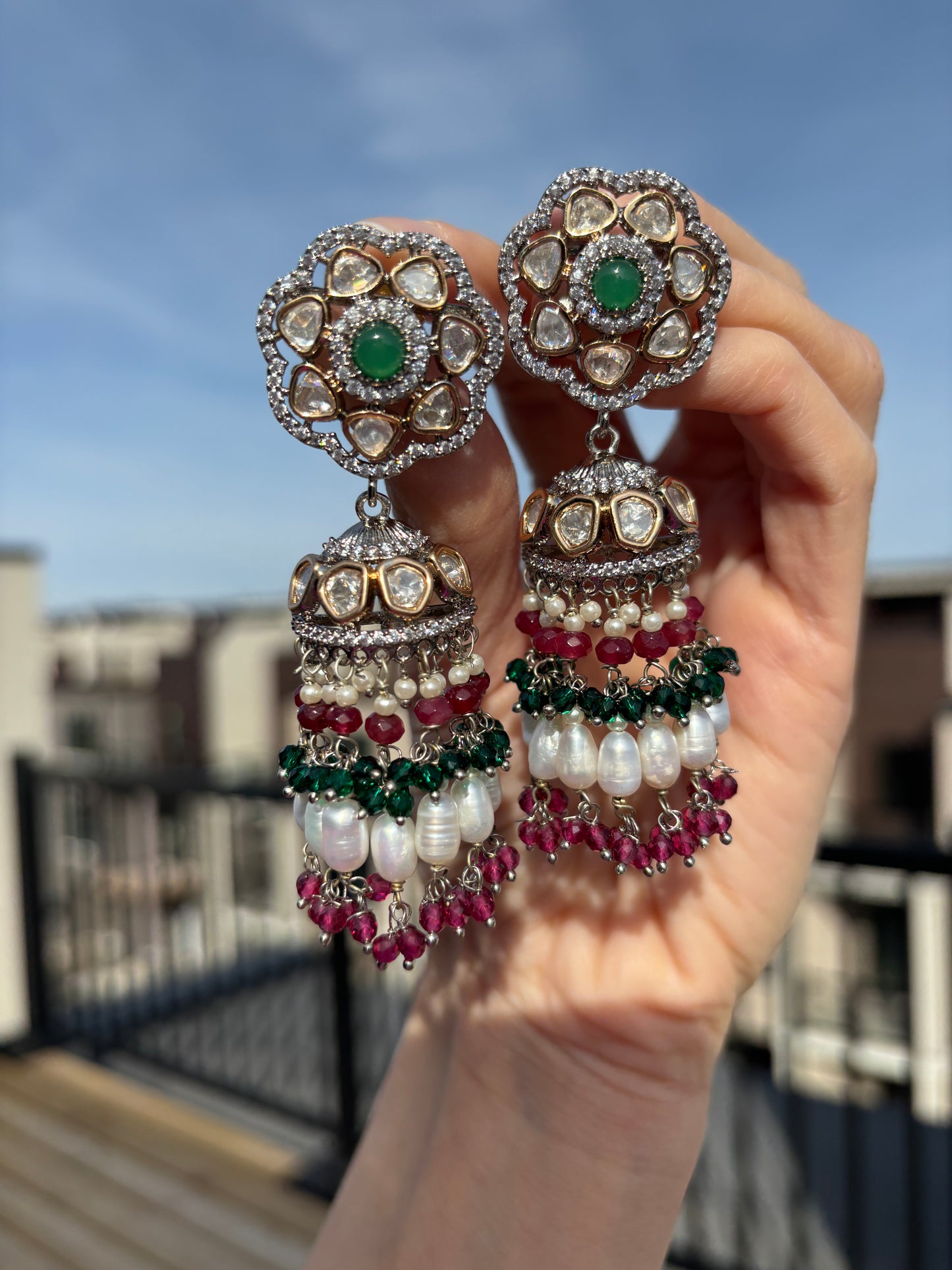 Moissanite Polki Jhumki