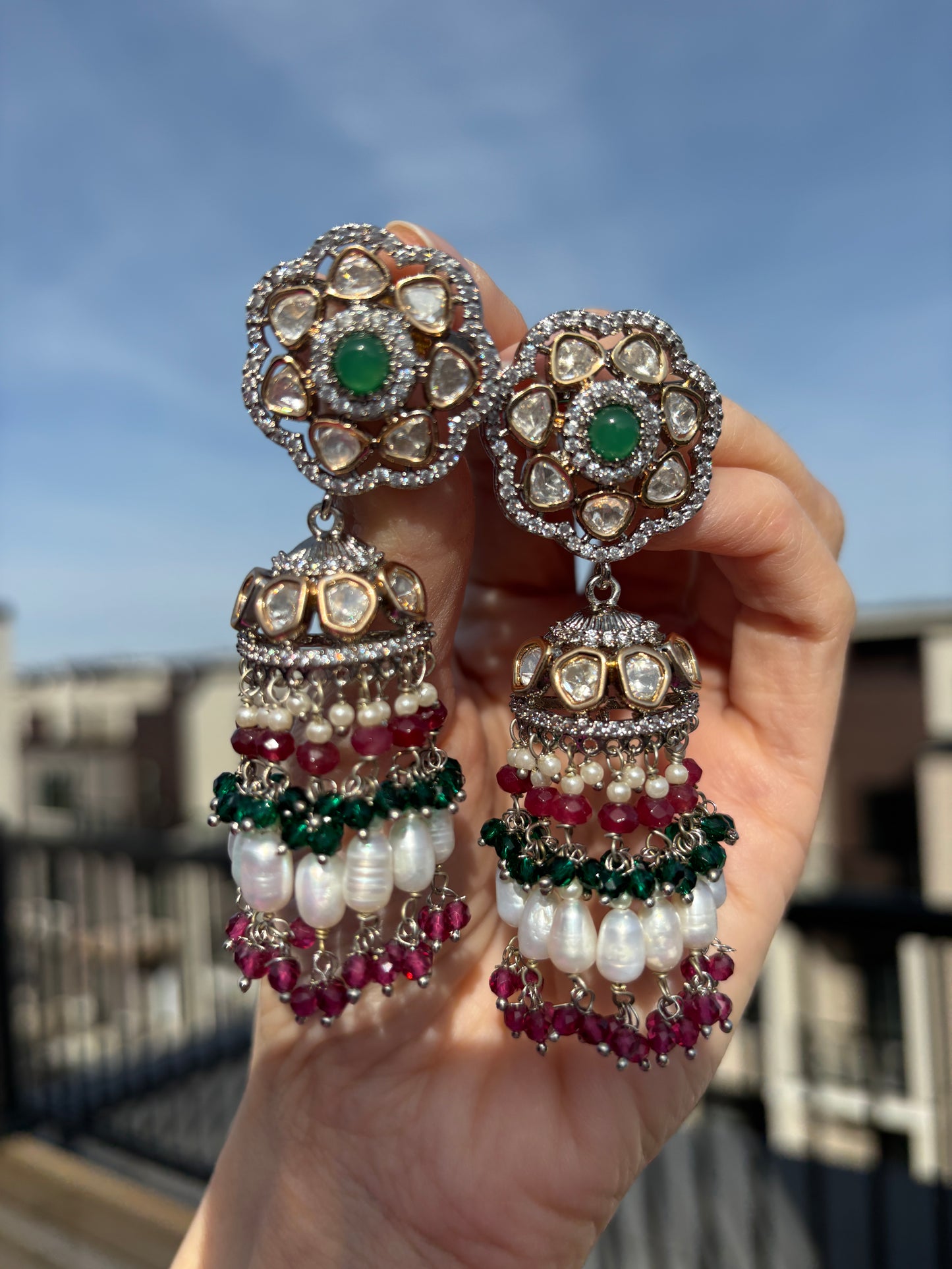 Moissanite Polki Jhumki