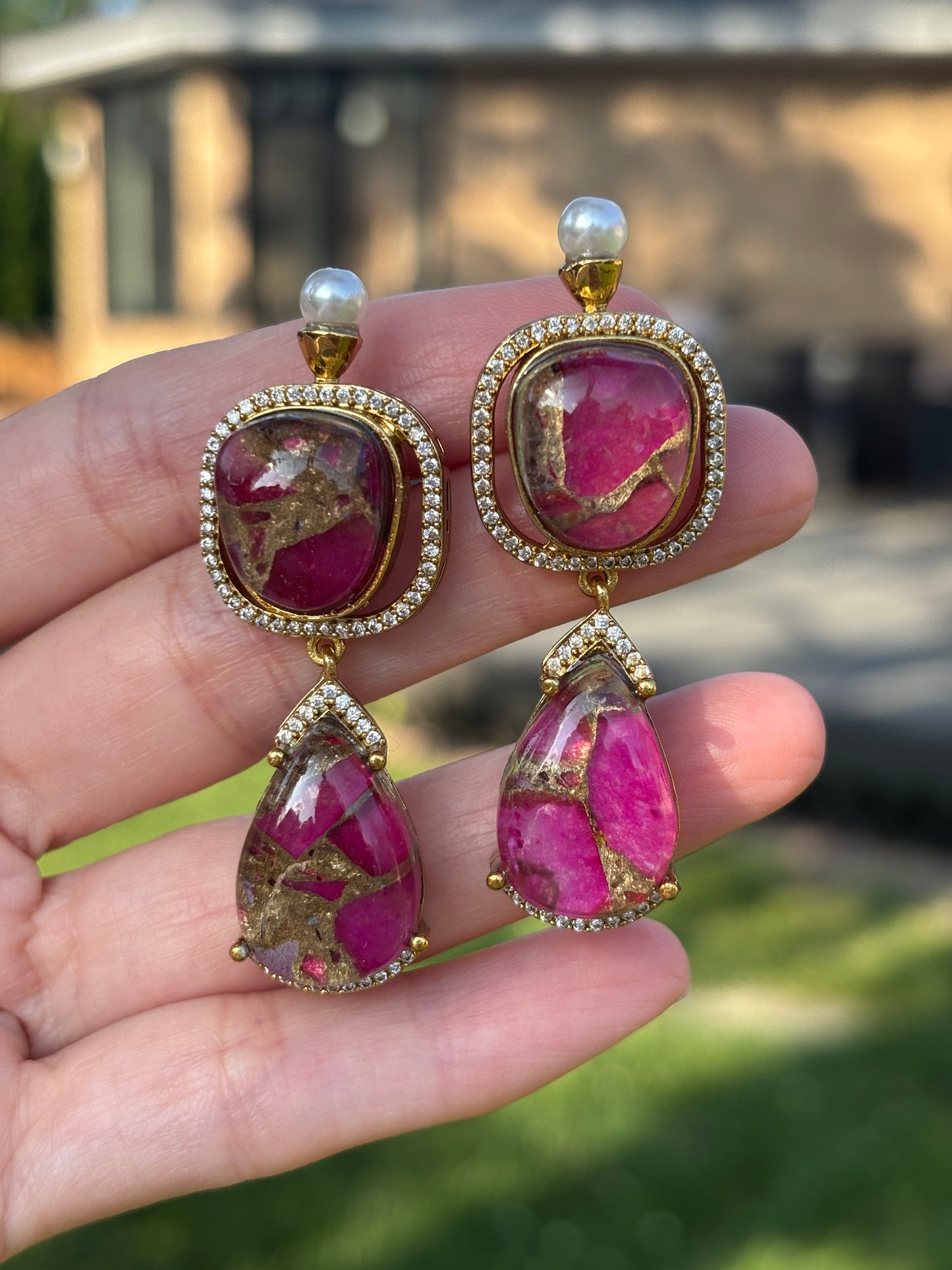 Doublet Stone Earrings