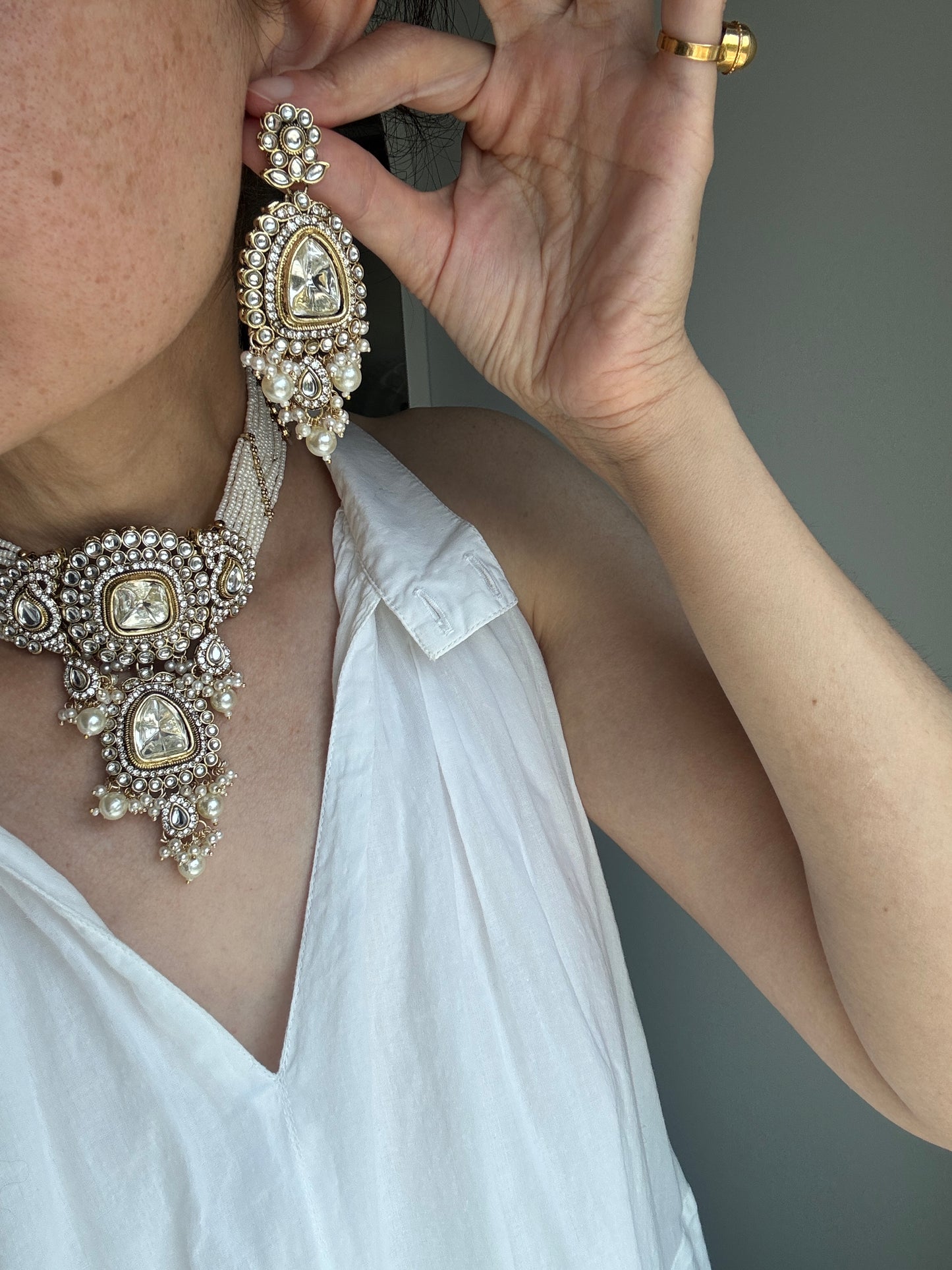 Kundan Pearl Choker Necklace