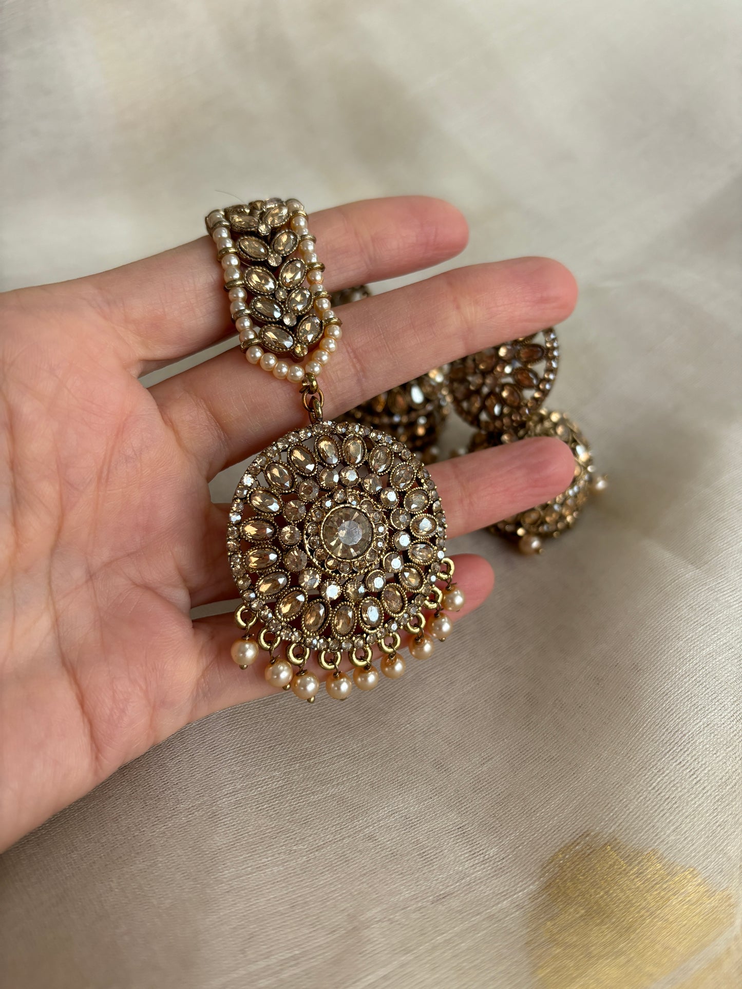 Polki Jhumki & Tikka Set