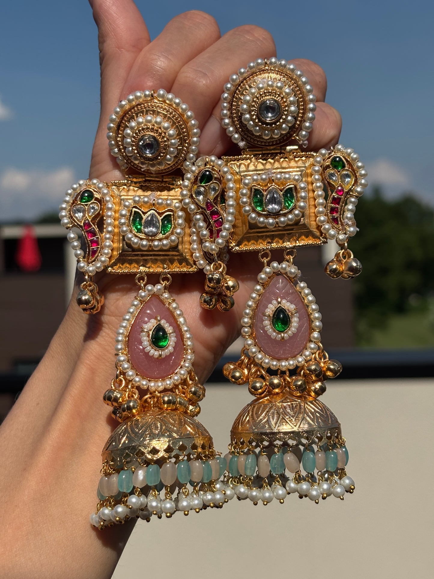 Pachi Kundan Kashmiri Jhumki