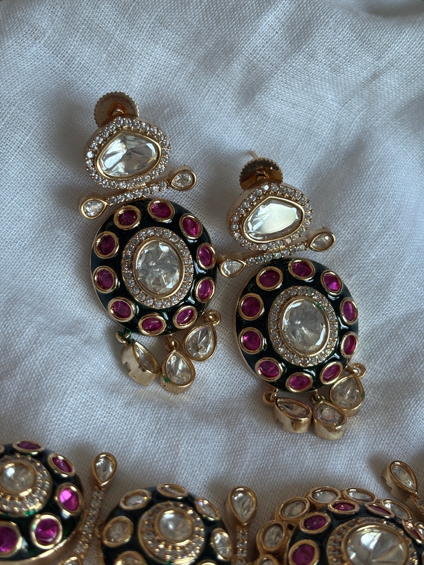 Meenakari Moissanite Polki Set