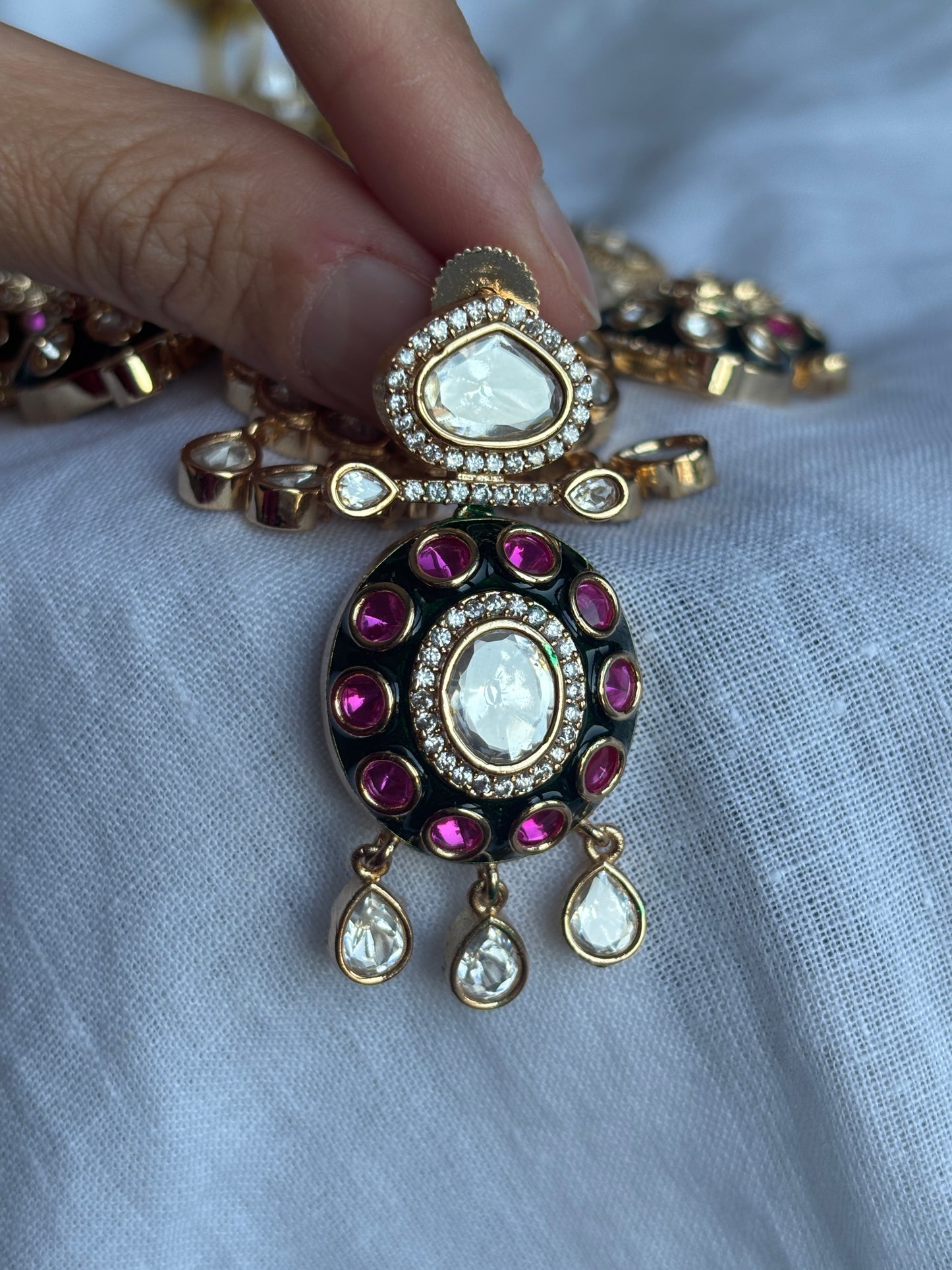 Meenakari Moissanite Polki Set