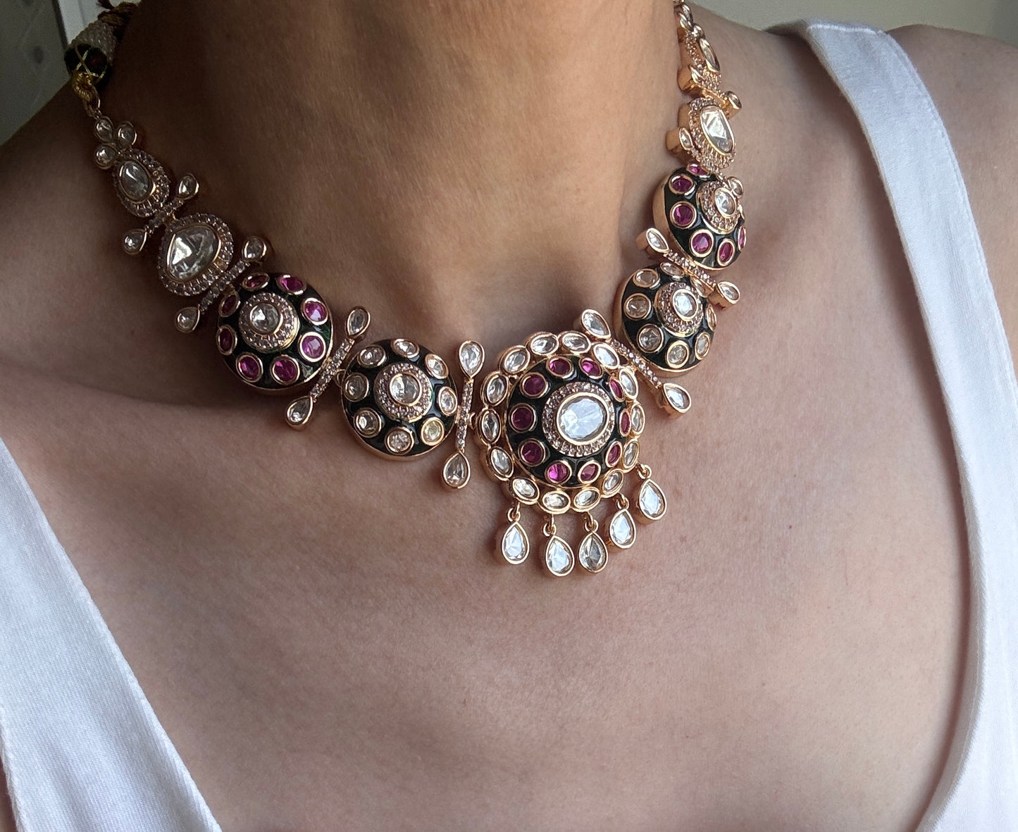 Meenakari Moissanite Polki Set