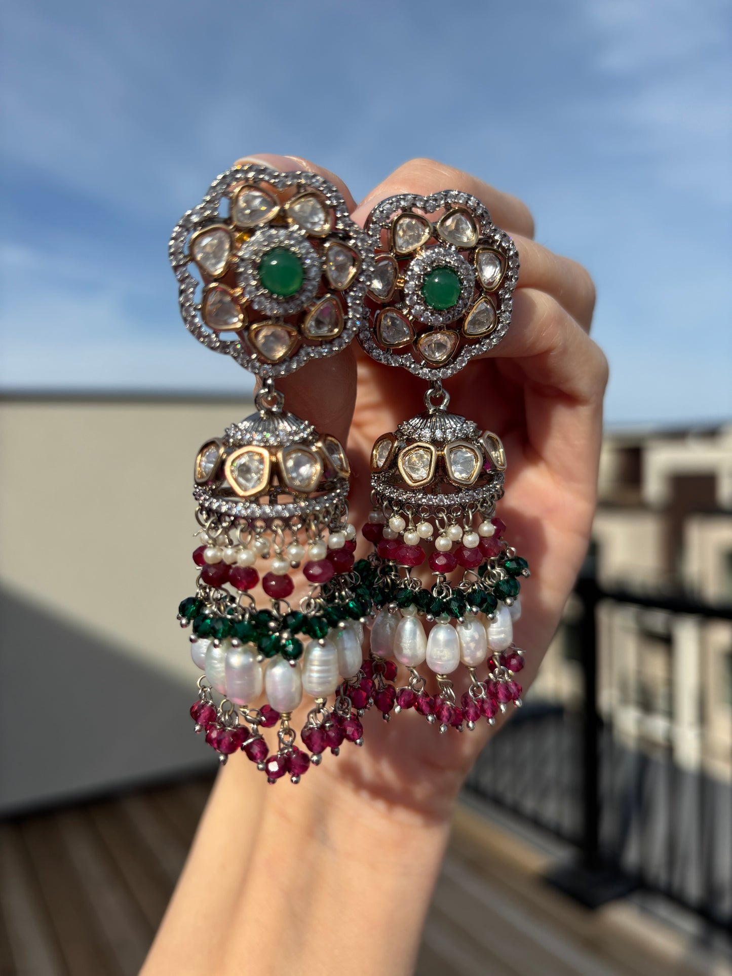 Moissanite Polki Jhumki