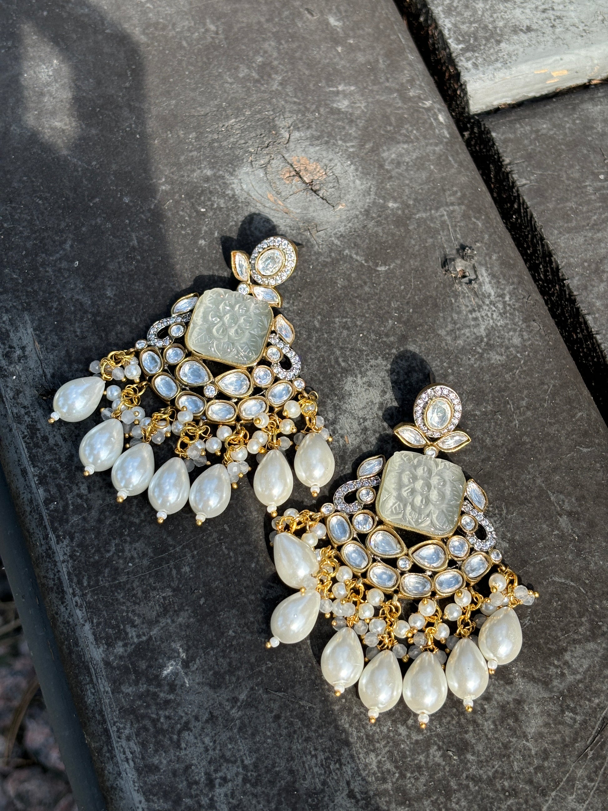 Kundan & Pearl Long Necklace Set | Begum’s Gems